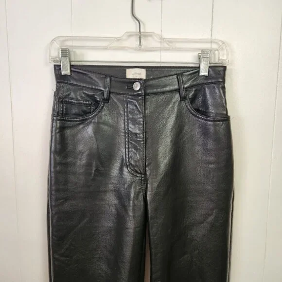 Aritzia Wilfred The Melina Pant Black Vegan Leather Straight Leg Pants High Rise - Picture 5 of 11